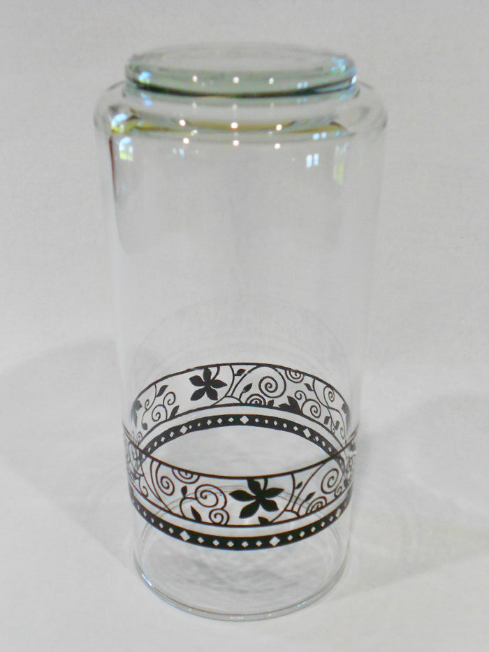 ❤️ NR Mint CORELLE Corning BLACK WINDING GATE 14-oz TUMBLER GLASS Floral Scrolls