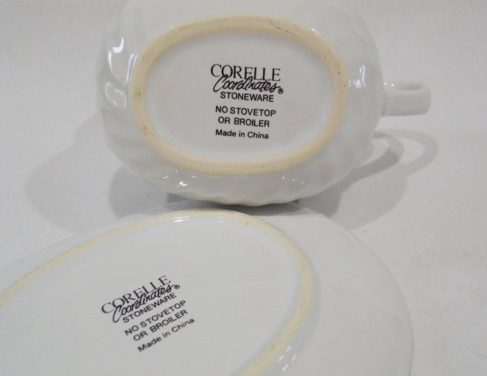 ❤️ NRM Corelle CALLAWAY Ribbons HOLIDAY Christmas GRAVY BOAT & UNDERPLATE Stoneware