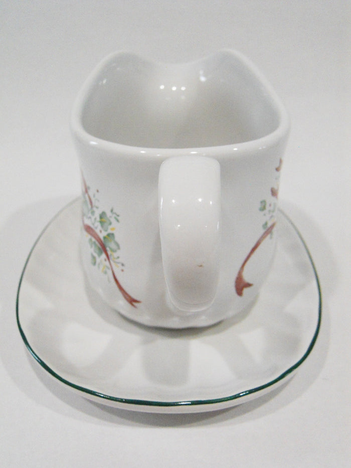 ❤️ NRM Corelle CALLAWAY Ribbons HOLIDAY Christmas GRAVY BOAT & UNDERPLATE Stoneware