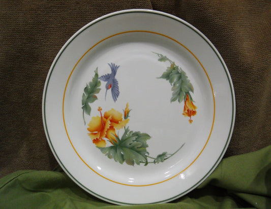 *NRM Corelle HUMMINGBIRD 10.25" DINNER Plate TROPICAL Blue Orange Yellow Floral