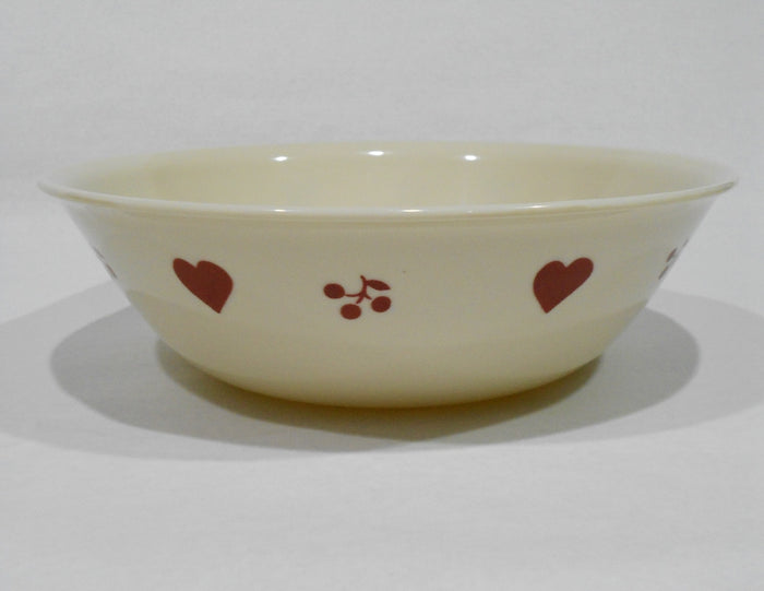 ❤️ NRM CORELLE Sandstone HOMETOWN 1-Qt SERVING BOWL Red Cherries Hearts