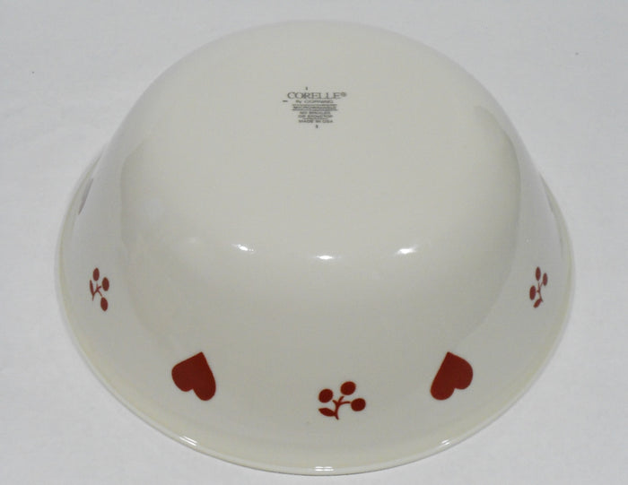 ❤️ NRM CORELLE Sandstone HOMETOWN 1-Qt SERVING BOWL Red Cherries Hearts