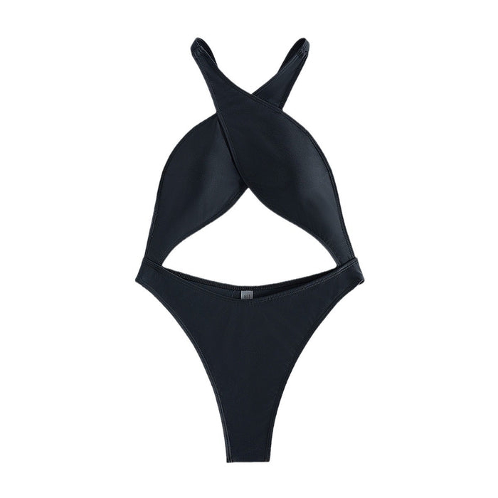 women one piece bikini solid color sleek modern beachwear