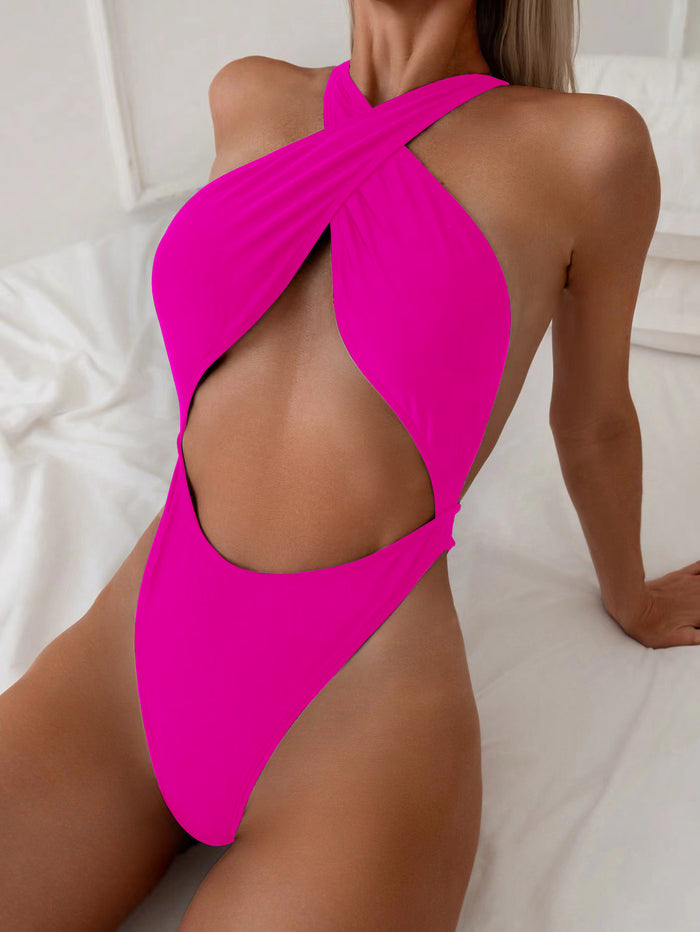 One Piece Swimsuit for Women - Solid Close-Fit Swimwear