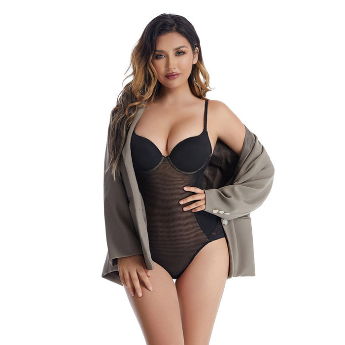 Close-up on underwired cups in One Piece Underwired Bra Shapewear for natural push-up effect