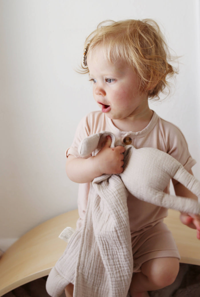 Organic Cotton Muslin Natural Sand Bunny Lovey Blanket