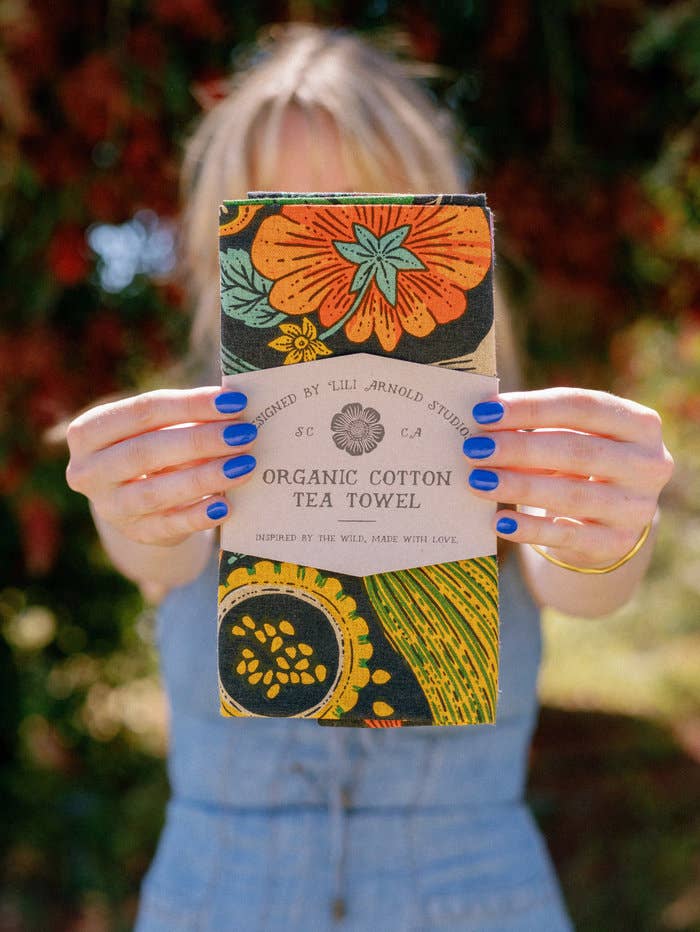 Organic Cotton Tea Towel - Midnight Veggie