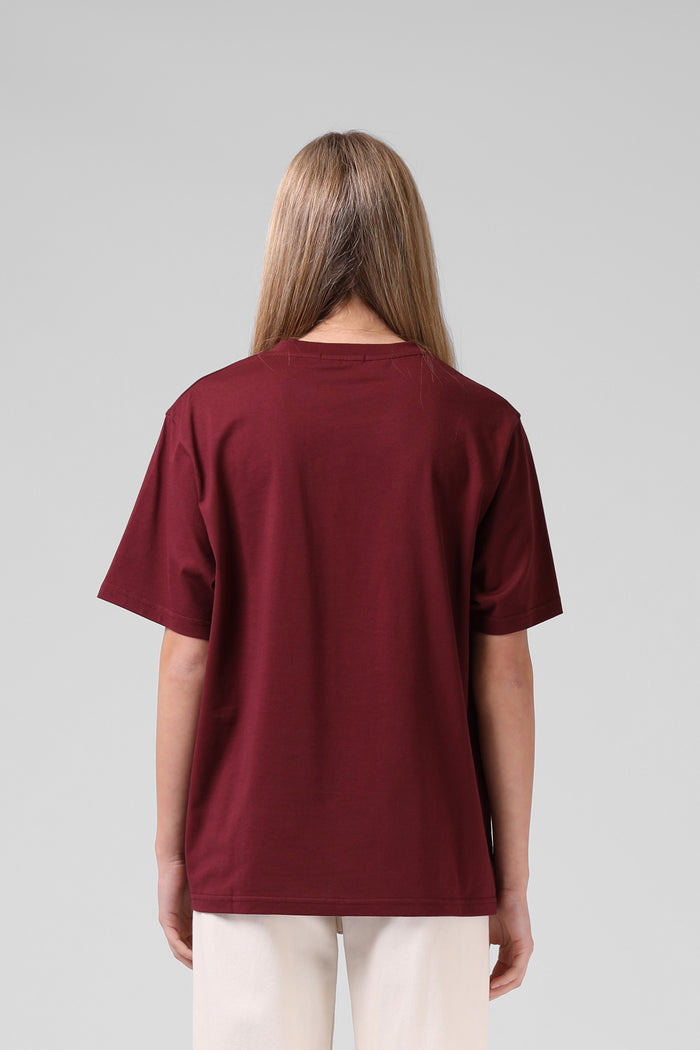 OS Floral Tee - Red Wine