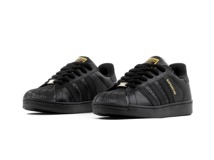 Paq 6 Pares Tenis Concha Negro Oro 25/28.5