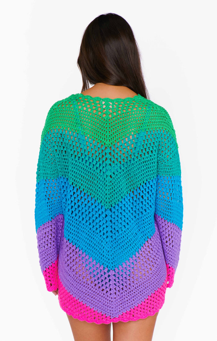 Paula V Neck Pullover ~ Chevron Stripe Crochet