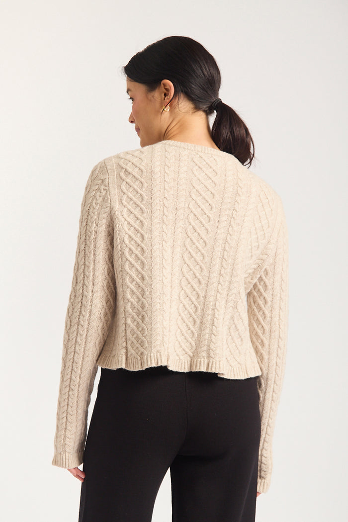 Peony Merino Cashmere Cardigan In Porridge