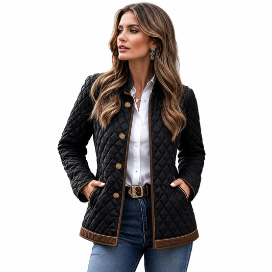 Black plaid blazer for women with slim fit button front and cropped 3/4 sleeves for polished commute styling daily outfit now