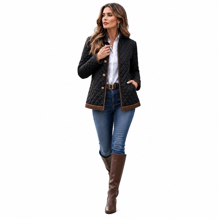 Women wearing plaid slim button jacket with tailored pants for a refined workwear look and easy smart styling every day now!!
