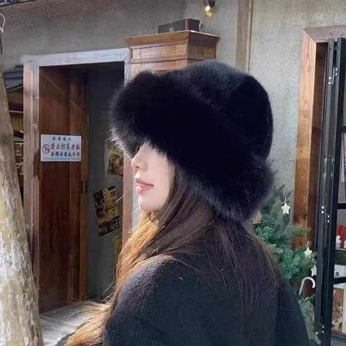 plush Mongolian hat coffee color winter outfit pairing