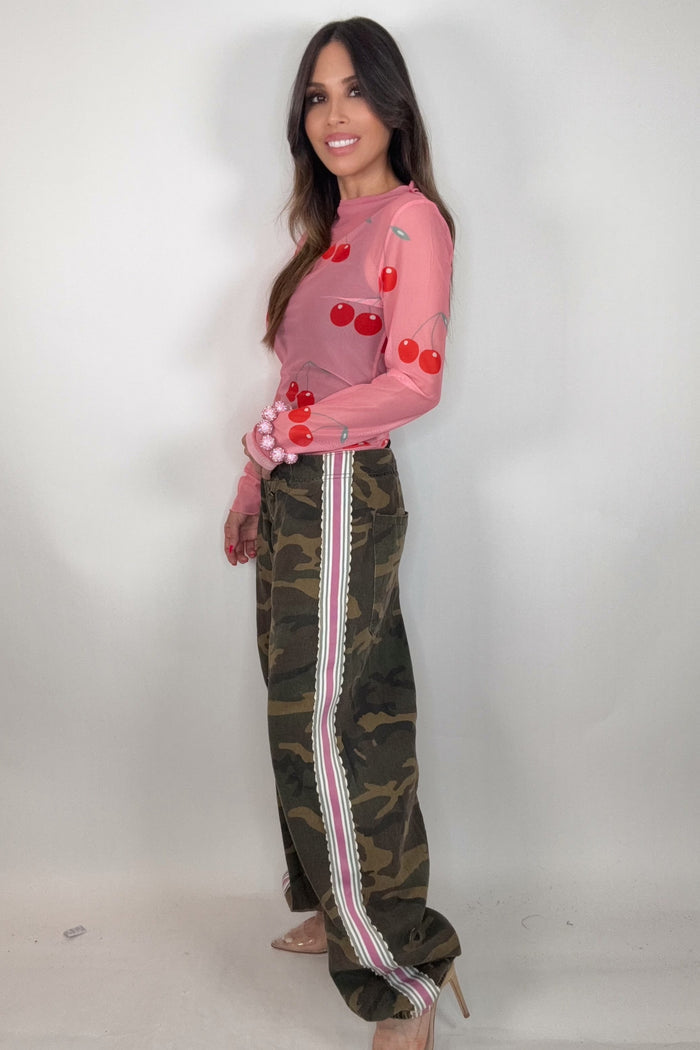 Style the Pol Olive Camo Side Tape Detail French Terry Knit Pants exclusively at Born To Glam