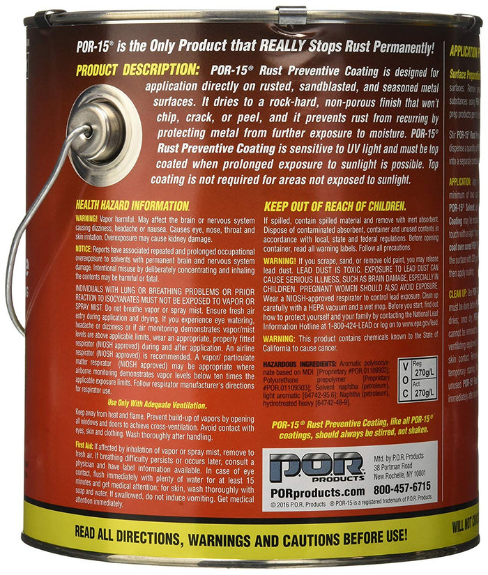 POR-15 45401 Rust Preventive Coating Semi-Gloss Black - 1 gallon - Detailing Connect