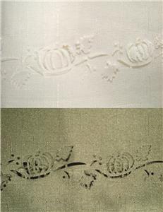 PUMPKIN HARVEST Laser Cut TABLECLOTH 60x84 or 52x70 Choose: IVORY or DILL GREEN