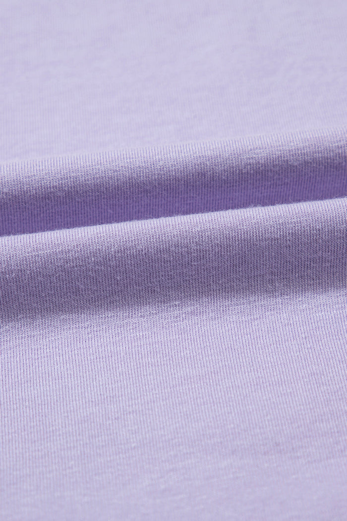 Purple Colour Block Patchwork Half Sleeve Oversized T Shirt - Tops/Tops & Tees