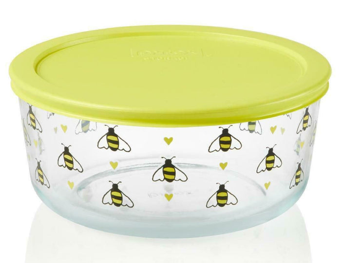 PYREX 7 Cup BEE HAPPY Storage Bowl *Choose: YELLOW or BLACK Hearts Spring Honeybees