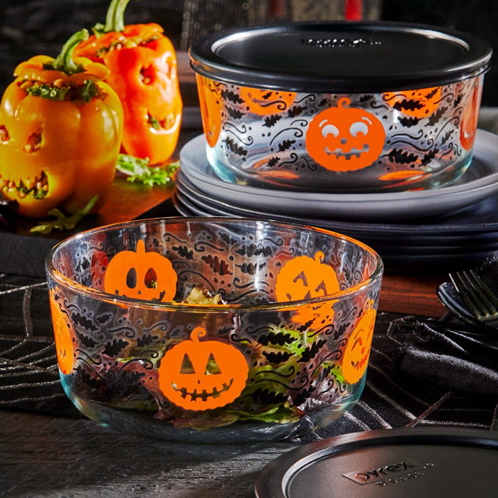 Pyrex 7 Cup HALLOWEEN Cats & Bats FIENDISH FRIENDS *or* Pumpkins JACK O LANTERN