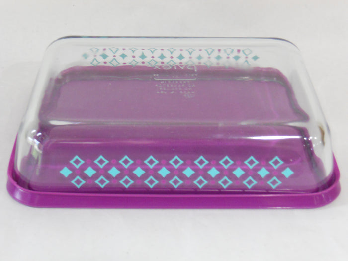Pyrex DIAMONDS 3 Cup RECTANGULAR Food Storage Container TURQUOISE PURPLE