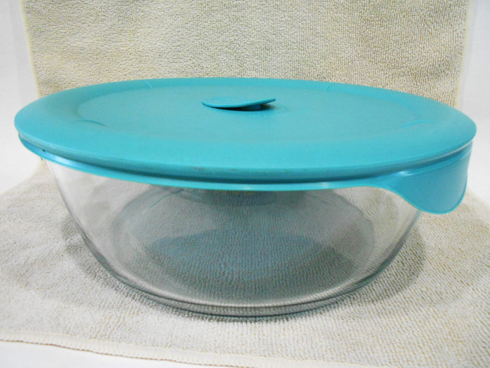 PYREX Pro Deluxe ROUND 12 Cup / 3 Qt DISH & COVER 10"x3.5" Turquoise 8202