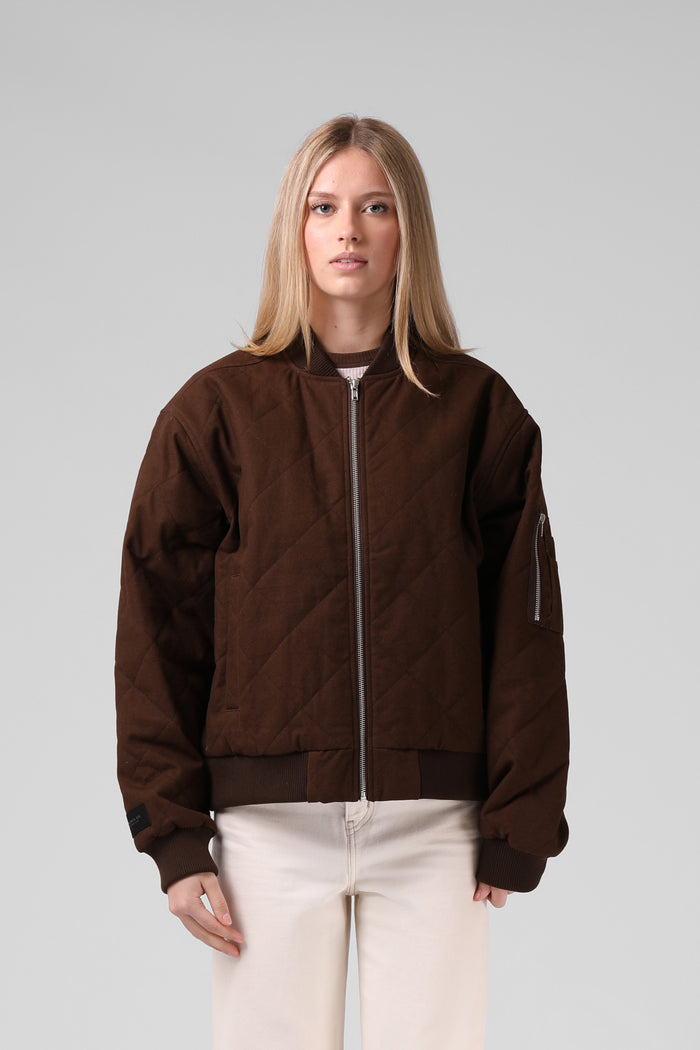 Quilted Bomber Jacket - Chocolate