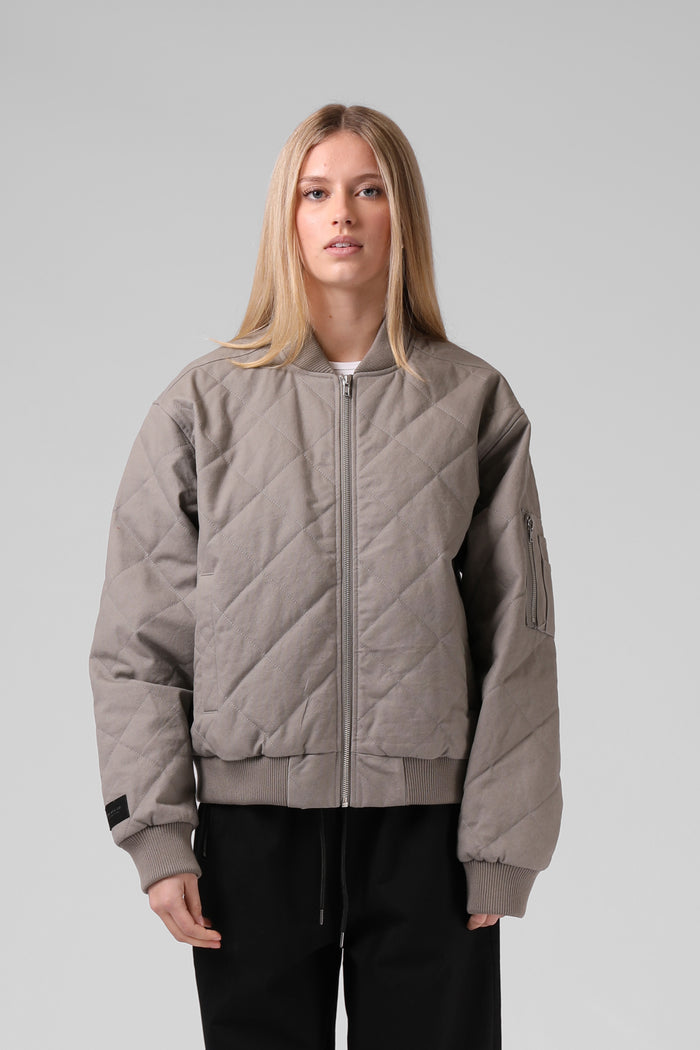 Quilted Bomber Jacket - Washed Grey
