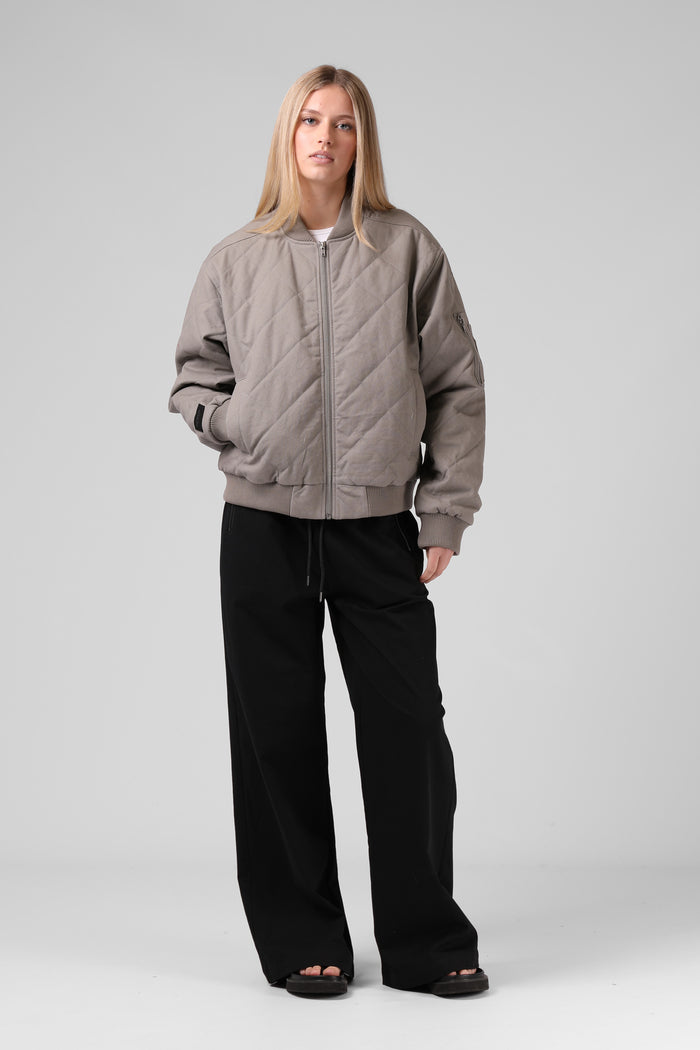 Quilted Bomber Jacket - Washed Grey