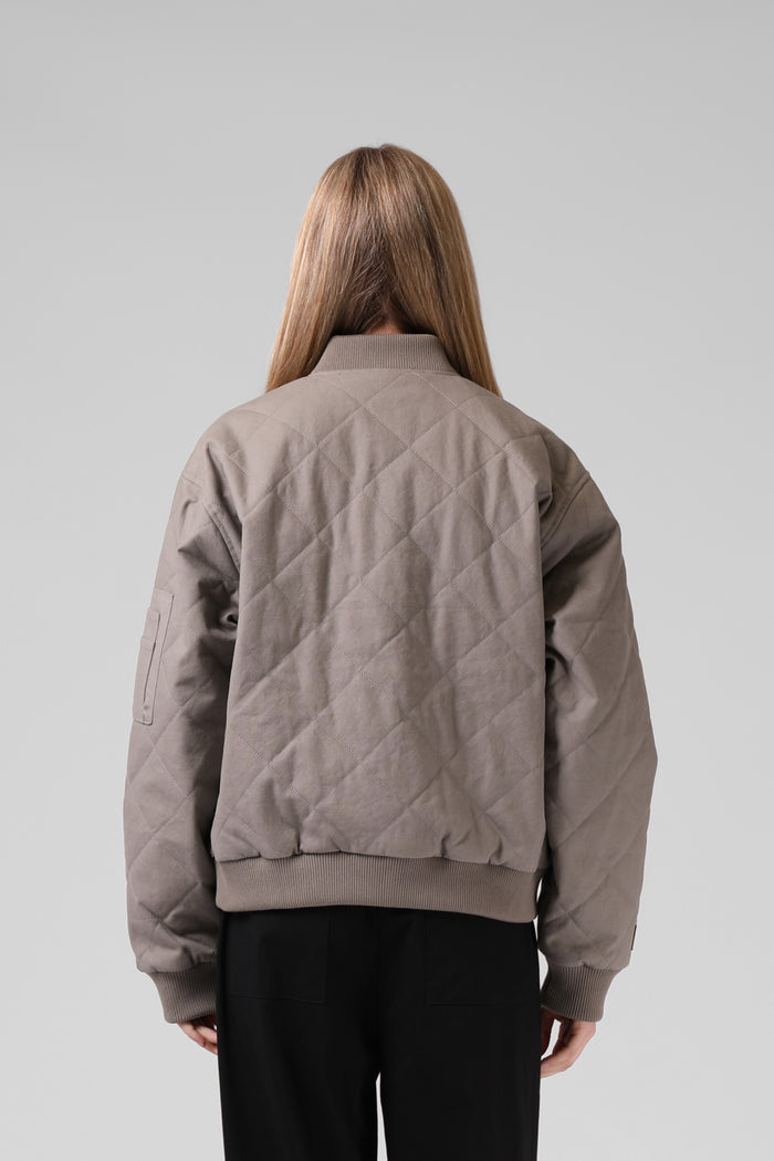 Quilted Bomber Jacket - Washed Grey