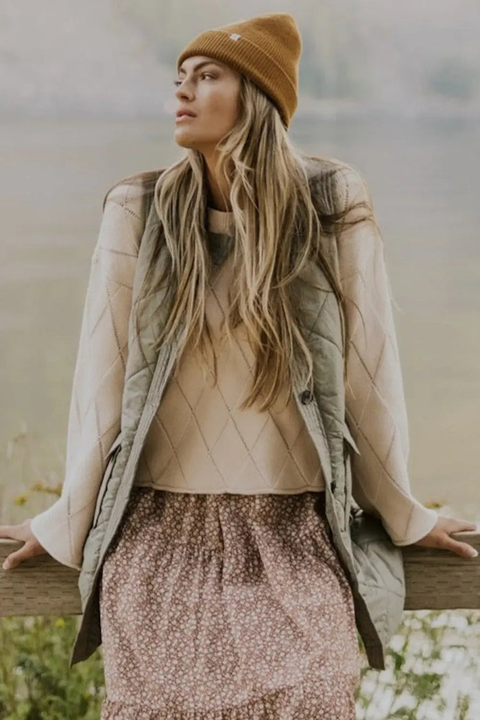 Grass Green Quilted Long Sleeveless Coat with Pockets - Outerwear/Sleeveless