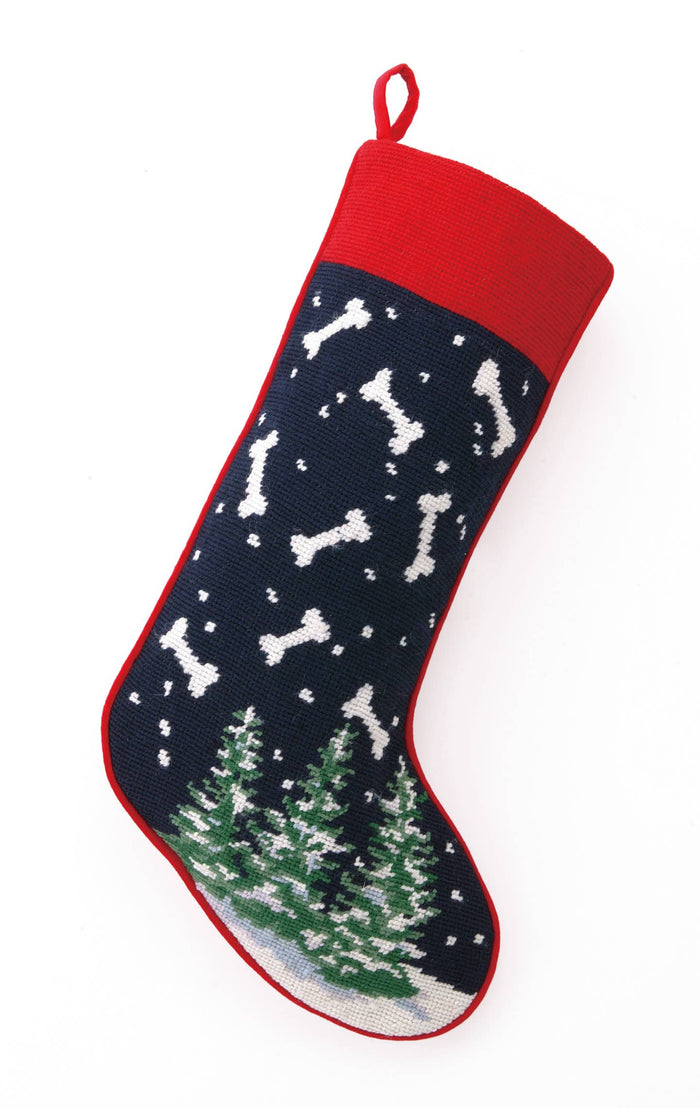Raining Bones Needlepoint Stocking