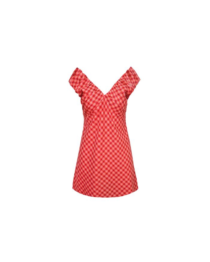 RAQUEL MINI DRESS RED TARTAN