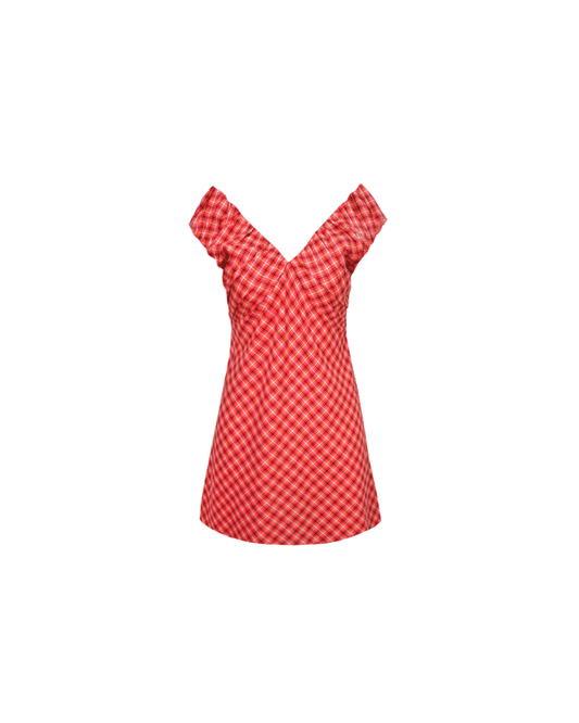 RAQUEL MINI DRESS RED TARTAN