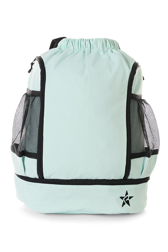Rebel Drawstring Tote Bag in Light Aqua