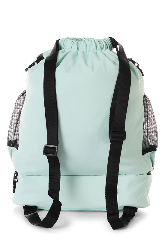Rebel Drawstring Tote Bag in Light Aqua