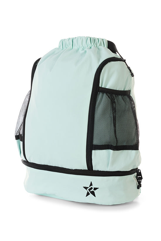 Rebel Drawstring Tote Bag in Light Aqua