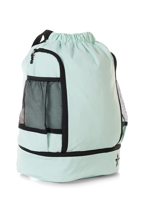 Rebel Drawstring Tote Bag in Light Aqua