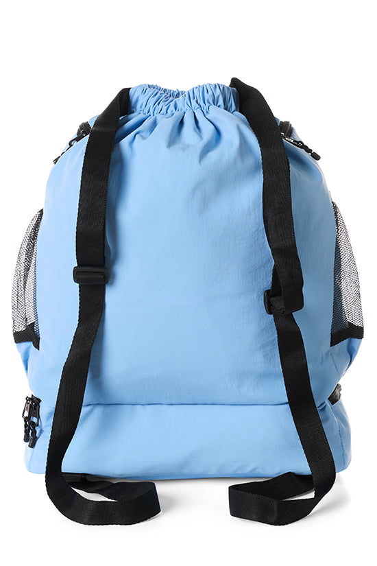 Rebel Drawstring Tote Bag in Light Blue