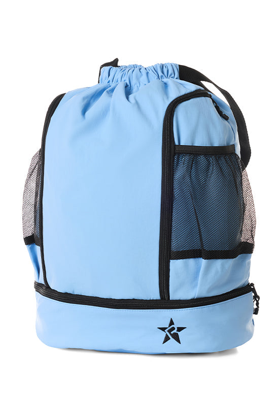Rebel Drawstring Tote Bag in Light Blue