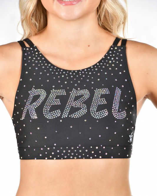 Rebel in Lights Sports Bra in Black