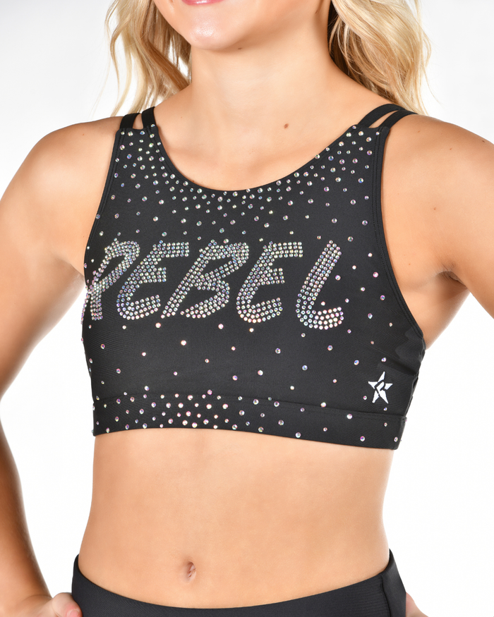 Rebel in Lights Sports Bra in Black