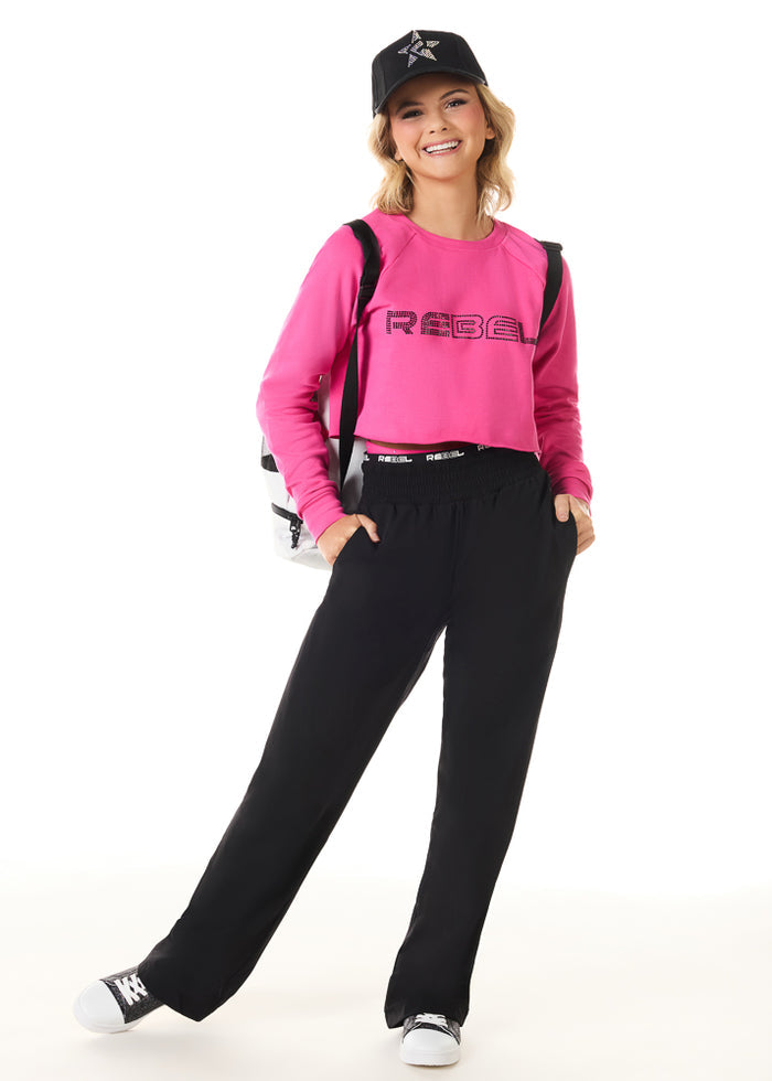 Rebel Level® Cropped Pullover in Electric Pink