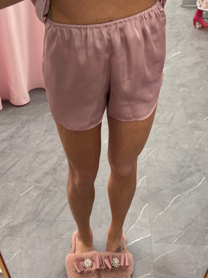 Recycled Fabric Lace Satin Pajama Set - Pink - Intimate Whispers