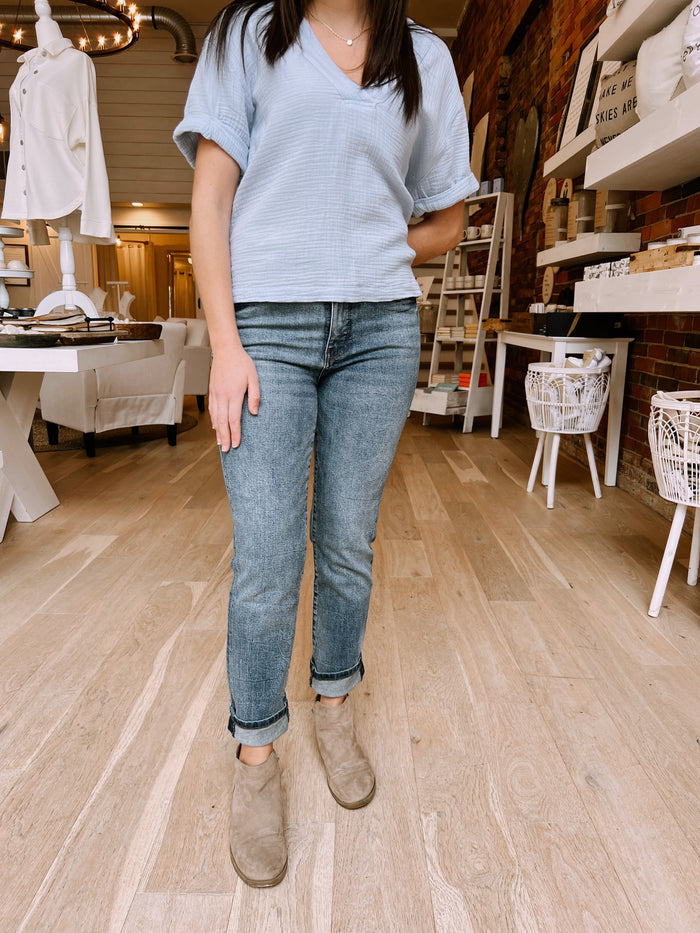 Reese High Rise Fab Ab Ankle Straight Leg - Taught