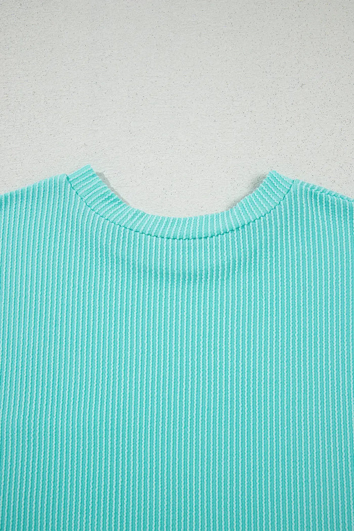 Ribbed Knit Colour Block Pocketed Crew Neck T Shirt - Tops/Tops & Tees