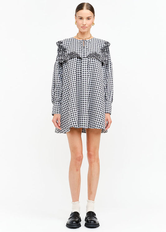 Riley Embroidered Mini Dress - Black