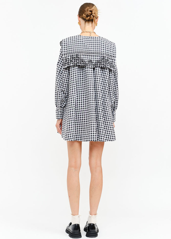 Riley Embroidered Mini Dress - Black