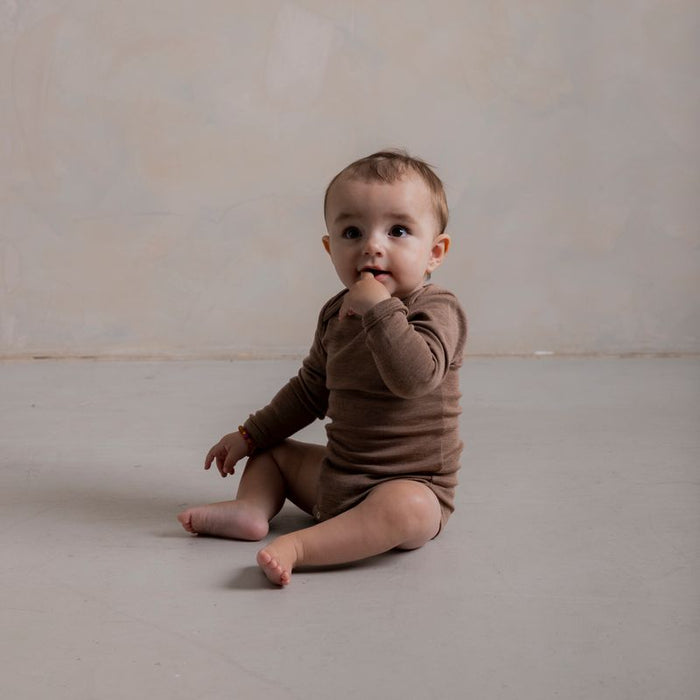 Robin Baby Body - Merino Wool & Silk - Warm Driftwood