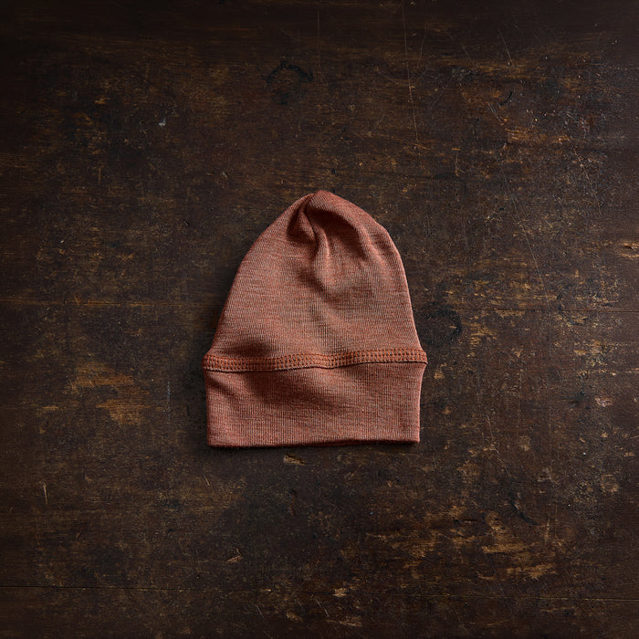 Rook Baby Beanie - Merino Wool & Silk - Russet
